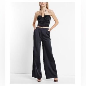Express Like New super high waisted satin wide leg pant
